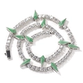 Dettaglio della collana hip hop con zirconi bianchi e punte di cristallo verde - 22 Pollici (55cm) / Zirconia Smalto Verde