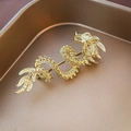 Prachtige vergulde drakenbroche ingelegd met fonkelende witte kristallen voor dames - Gouden Ingelegde Strass Dierenteken Draak Broche