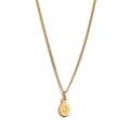 Polished gold stainless steel necklace with oval pendant featuring engraved letter J - Necklace + Pendant J
