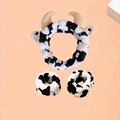 Plush cow print headband and wristband set with cute horns for face washing - Headband & Wristband Set / Cow Print