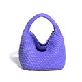Lavender purple hand-woven leather hobo bag with intricate intrecciato texture - Violet