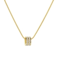 Gold-plated snake chain necklace with a sparkling double-row zircon cylinder pendant - Cylindrical Pave Style (MY2495-6)