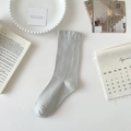 Light grey boneless cotton crew socks in a minimalist aesthetic home setting display - Light Gray