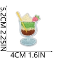 Detailed size chart for beverage cup embroidery patch with dimensions 5.2x4cm - Matcha Strawberry Milkshake