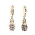 Elegante 18k gouden oorbellen met ananas hangers bezet met gekleurde zirkoonstenen - Ananas / 18K goud