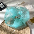 Elegant mint green polka dot lace scrunchie made of sheer tulle for hair styling - Emerald Green