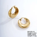 Polished gold-plated chunky hoop earrings in a geometric round fashion design - Extra Large Chunky Geometric Style (E01570-15)