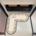 L-shaped beige bath mat with panda print and floral border for corner placement - 70*70cm / Cartoon Panda A Great Day (Style F)