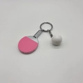 Miniature pink table tennis paddle keychain with white ball and silver metal ring - 4.8cm*3.8cm / Pink Ping Pong