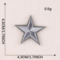 Grey star-shaped embroidered patch for clothing with 4.3cm diameter and 0.5g weight - Gray Five-Pointed Star (G1L-A-3-6 Iron-On)