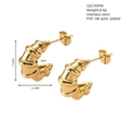 Detalle de dimensiones de los pendientes de aro bañados en oro 18K con 17,2 mm de alto - Textura Espiral Dorado (446)