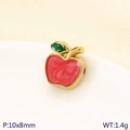 Roter Apfel-Anhänger mit Goldrand für DIY-Schmuck aus Emaille 10x8mm Größe - Rosa Strukturierter Apfel Stil (KLJ10190-ZLA)