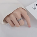 Vintage silver-finish open ring with Chinese characters and antique coin design - Vintage Coin Luck Ring(JZ9221-1)