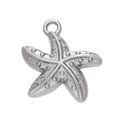 Silver starfish pendant in stainless steel for DIY jewelry making and bracelets - Steel 526# Pentagonal Starfish / 16.5*19mm