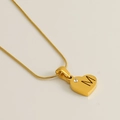 Collier cœur plaqué or 18 carats avec diamant incrusté et lettre M gravée - M