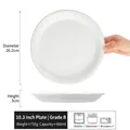 White 10.3 inch ceramic steak plate showing dimensions and capacity details - Congjian - White Large Plate 10.3 Inch (Grade B)