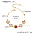 Golden stainless steel bracelet with pink and red glass stones and adjustable chain - Bracelet Only / Gold Red Mix