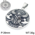 Viking krijger schedel ketting met bijlen en Vegvisir kompas ronde hanger zilver - Viking Dubbele Bijl Schedel Stijl (KP116385-MZOZ)