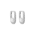 Elegant S925 silver hoop earrings with oval shell pearl and zircon accents - 925 Silver / White Gold