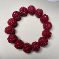 Pulsera budista de oración con 14 cuentas rojas con textura en diseño simétrico - Estilo Sencillo tipo Jade 18mm 6-Válvulas