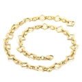 Gouden roestvrijstalen ketting met geometrische blokschakels en stevige karabijnsluiting - Varkensneus Stijl Goud (KN228609-Z) / 45cm