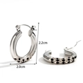 Polished silver hoops featuring micro-pave black and white zircons, 2.2cm diameter - Silver Black White Contrast Thick Hoop Style