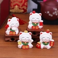 Set of 4 cute resin Maneki Neko lucky cat figurines for car dashboard and desk decor - WX001 Lucky Cat Figurines Set of 4