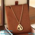 18K gold plated stainless steel heart necklace with horse and portrait cutout - Horse And Girl Heart With Rhinestone (KN292745-Z)