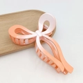 Pink and orange gradient bow claw clip with sleek glossy finish for hair styling - Gradient Glossy Peach B