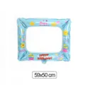 Blue Happy Birthday inflatable foil photo frame balloon for party decor 59x50 cm - Blue Photo Frame Birthday Balloon