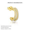Golden 925 sterling silver huggie hoop earring with zircon inlay and S925 hallmark - Ear Cuff - Single / Gold