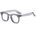 Retro transparent grey round sunglasses with UV protection and metallic temple details - Grey Frame