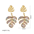 Boucles d'oreilles feuille avec nacre d'abalone naturelle et placage or 18 carats - Boucles d'oreilles feuille de coquillage (E719-yz)