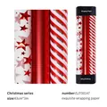 Christmas gift wrapping paper set with red stripes and star patterns 43cm x 3m rolls - Christmas Mixed Set / 0.43*3M*3 Rolls