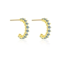 Elegant gold-plated S925 silver hoop earrings featuring sparkling light blue zircons - Gold Pale Blue
