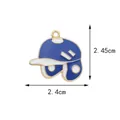 Blue and white baseball helmet alloy charm with gold finish and enamel detail - Blue Hat