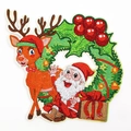 Detailed view of DIY 5D diamond painting Christmas wreath with Santa and reindeer - DZ640-Santa Claus & Reindeer
