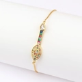Adjustable gold bracelet with rainbow gradient zircon stones and teardrop crystal - Teardrop Rainbow Pendant Style (款式六)