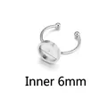 Adjustable silver stainless steel ring base with 6mm round inner diameter tray setting - Inner Diameter 6mm / Steel