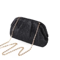 Elegante borsa a tracolla in paglia intrecciata nera con catena dorata e forma a nuvola - Nero