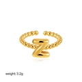 18K gold letter Z bubble beaded open adjustable ring for women weighing 3.2g - Letter Z Style (T249_26)