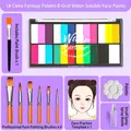 18-color water-based body paint kit with 8 grids, 7 brushes and accessories for face art - 18 Colors Single Color Water Soluble Face Paint [9-Piece Starter Set]