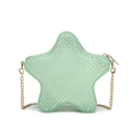 Star-shaped mint green PVC jelly handbag with granular texture and gold chain strap - Glitter Mint Green