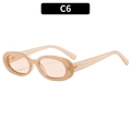 Retro oval sunglasses with translucent tea pink frames and matching gradient lenses - C6-Jelly Tea Frame Champagne Lens