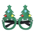Sparkly green Christmas tree party glasses with colorful pompoms and rhinestone accents - SDYJ-5-10 Green Pompom Tree