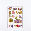 Tatuajes temporales Hippie coloridos con diseños de Peace Love en rosa dorado y smileys - Patrón De Corazón De Plátano De Patín (FX-012)