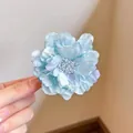 Elegant gradient blue and purple mesh flower hair clip with a realistic silk petal texture - Blue Camellia