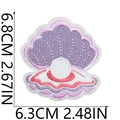 Purple seashell embroidery patch with white pearl and wave details for clothing decoration - Pearl Shell Style (No.8)