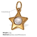 Pendentif étoile en acier inoxydable doré avec strass central pour colliers - Pendentif Étoile avec Strass Blanc Doré (PJ535WEG)