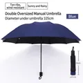 Blue manual 10-rib folding umbrella with UV protection and 105cm wide canopy for rain - 10k Outward-folding Manual Umbrella Blue No Edging / Gift Box Not Included